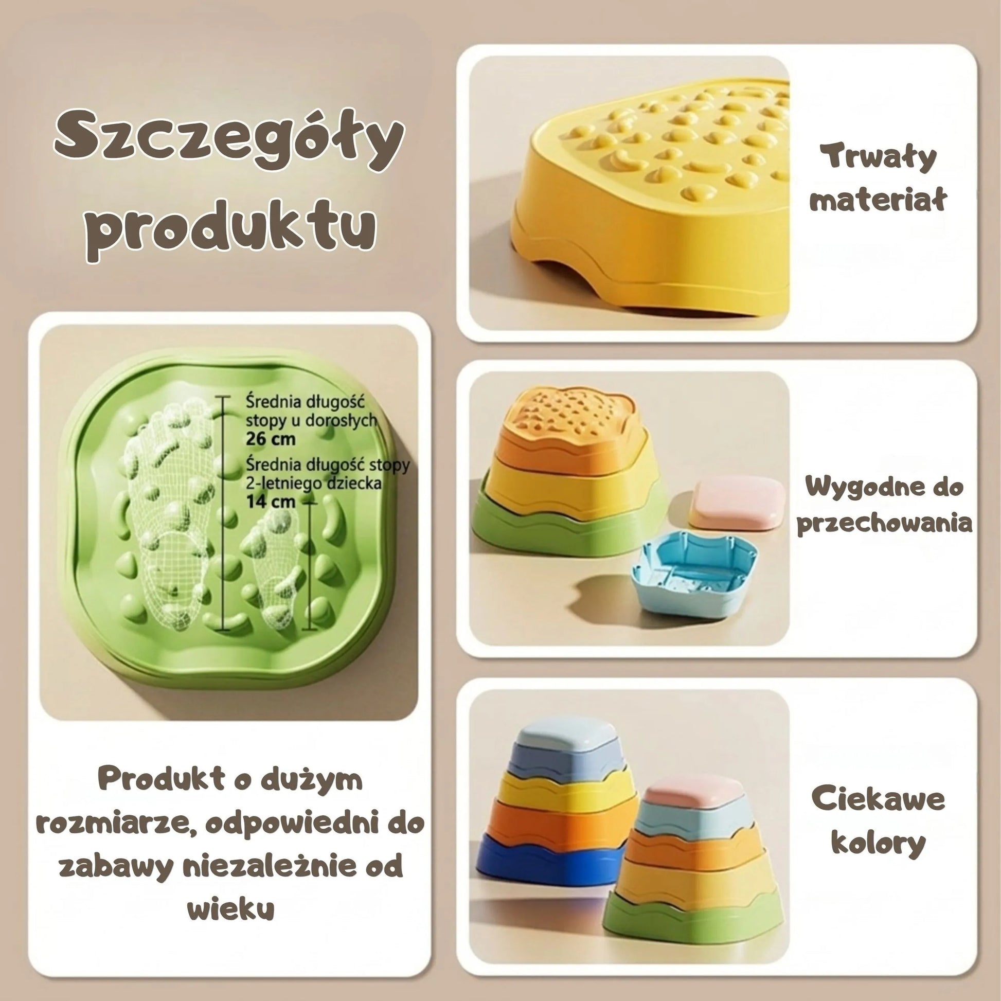 WOOPIE sensoriniai balansavimo akmenys su tekstūromis, 3+