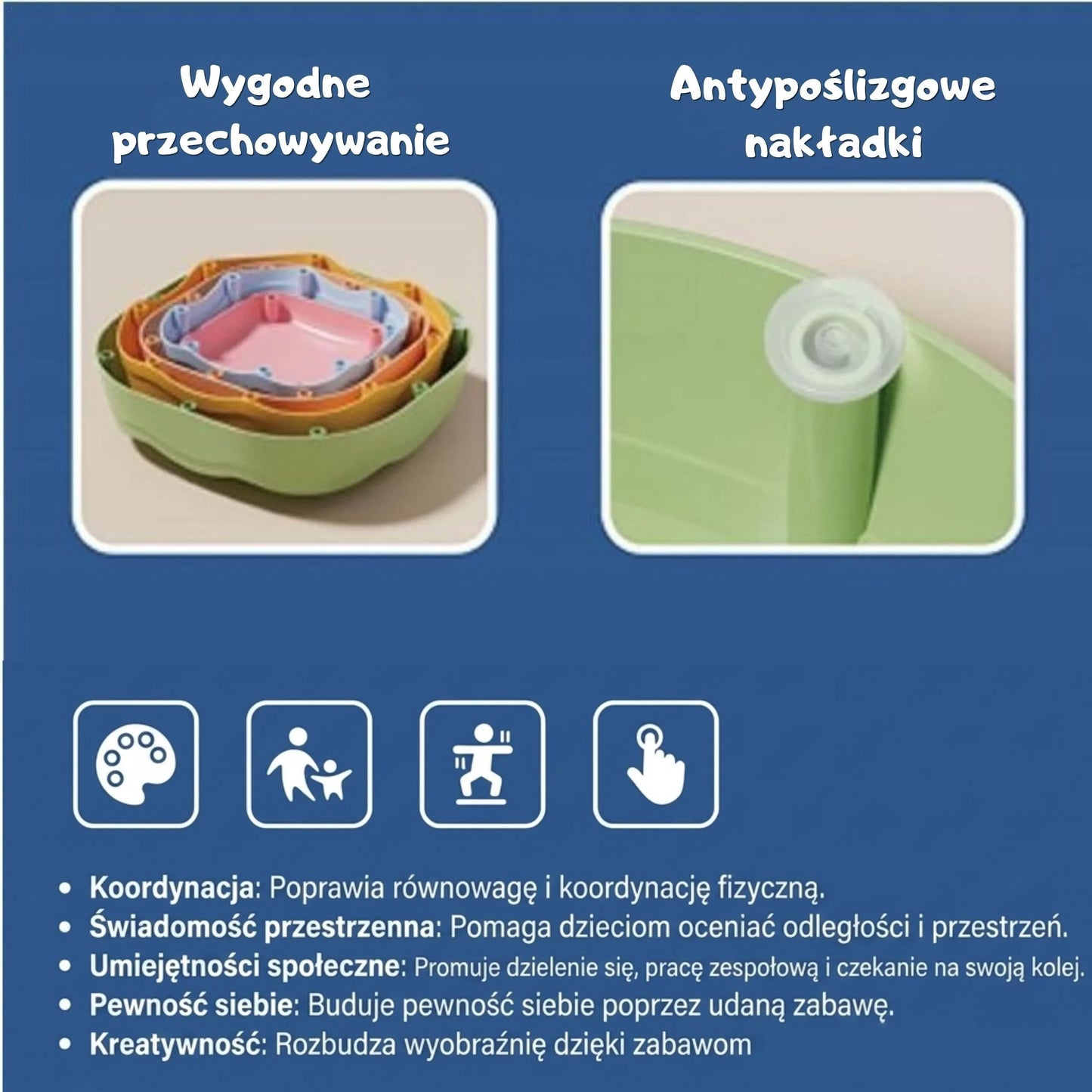 WOOPIE sensoriniai balansavimo akmenys su tekstūromis, 3+