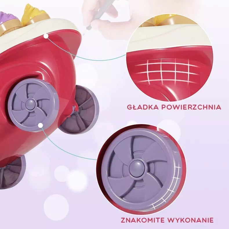 WOOPIE maisto vagonėlis, konditerijos vežimėlis, ledų stovas, garsinės šviesos + 36 priedai