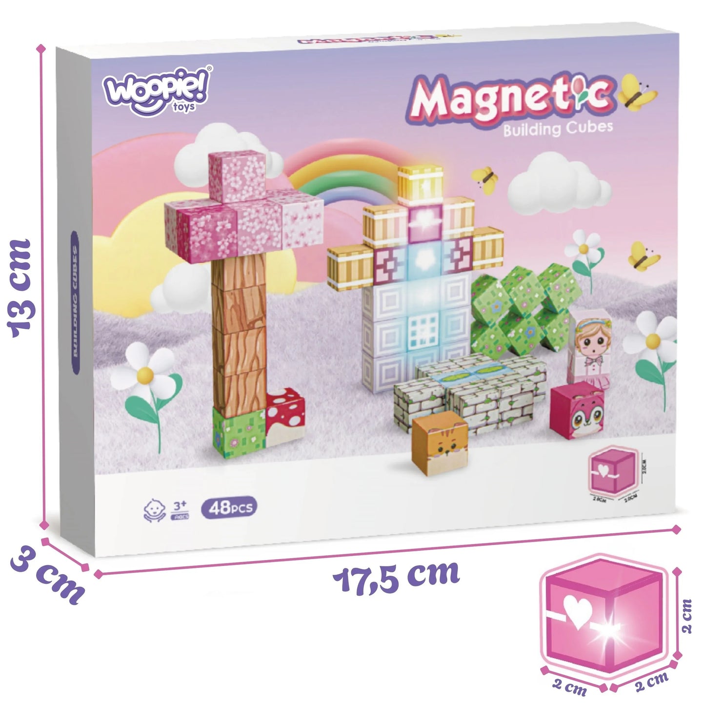 WOOPIE spalvoti magnetiniai kubai vaikams, 3+