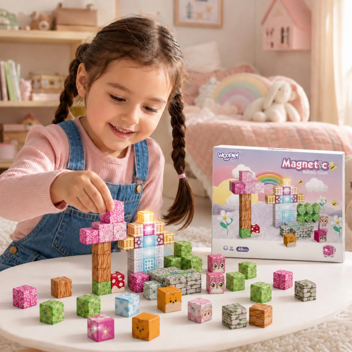 WOOPIE spalvoti magnetiniai kubai vaikams, 3+