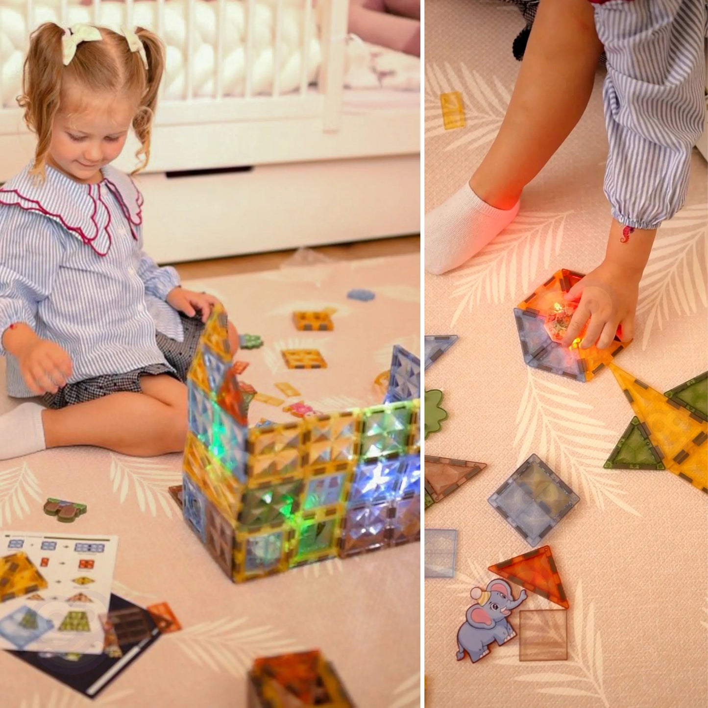 Woopie šviečiančios magnetinės kaladėlės „Gyvūnų karalystė 3D“ (124 el.)