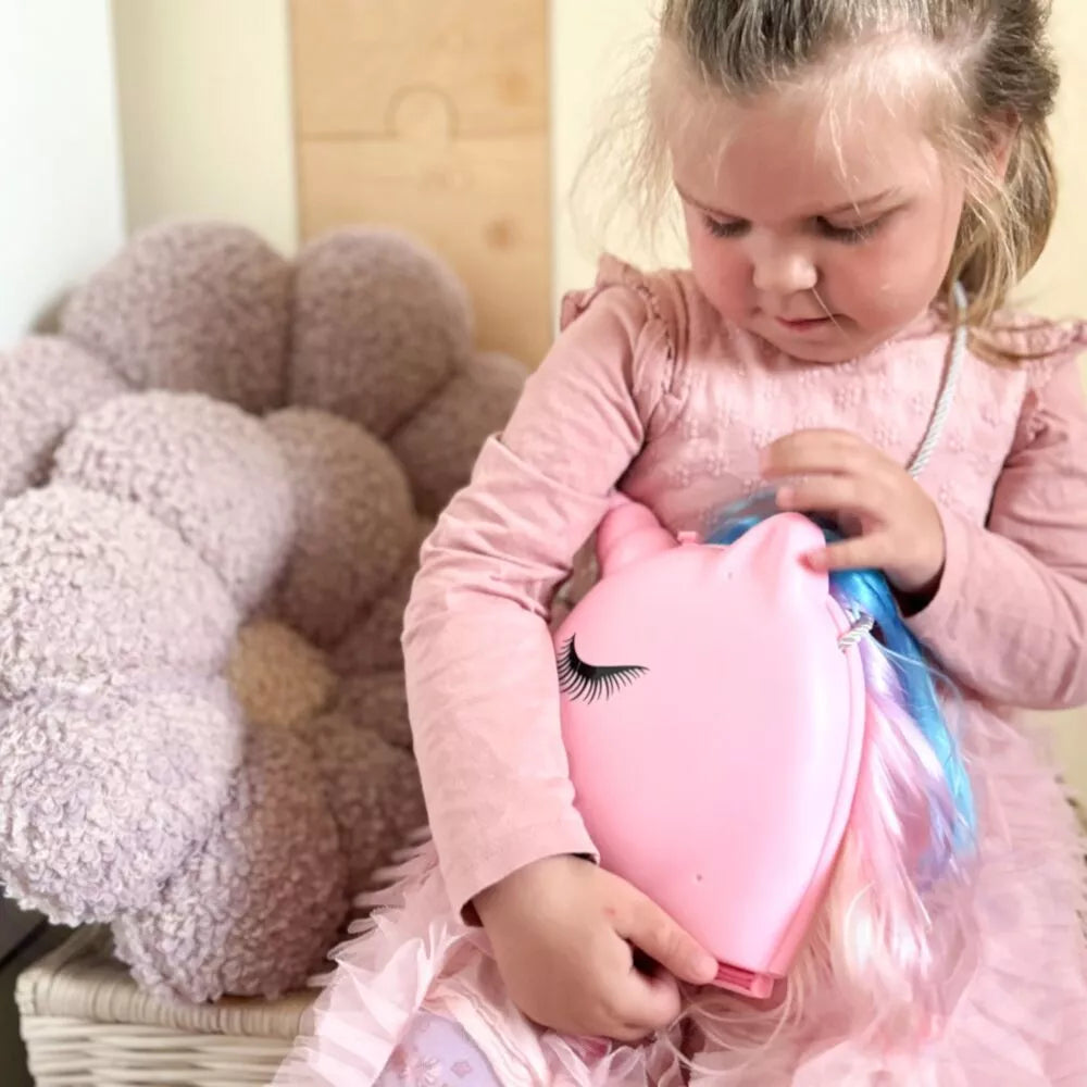 Tualetinis staliukas mergaitėms 2in1 Grožio salonas Unicorn krepšyje