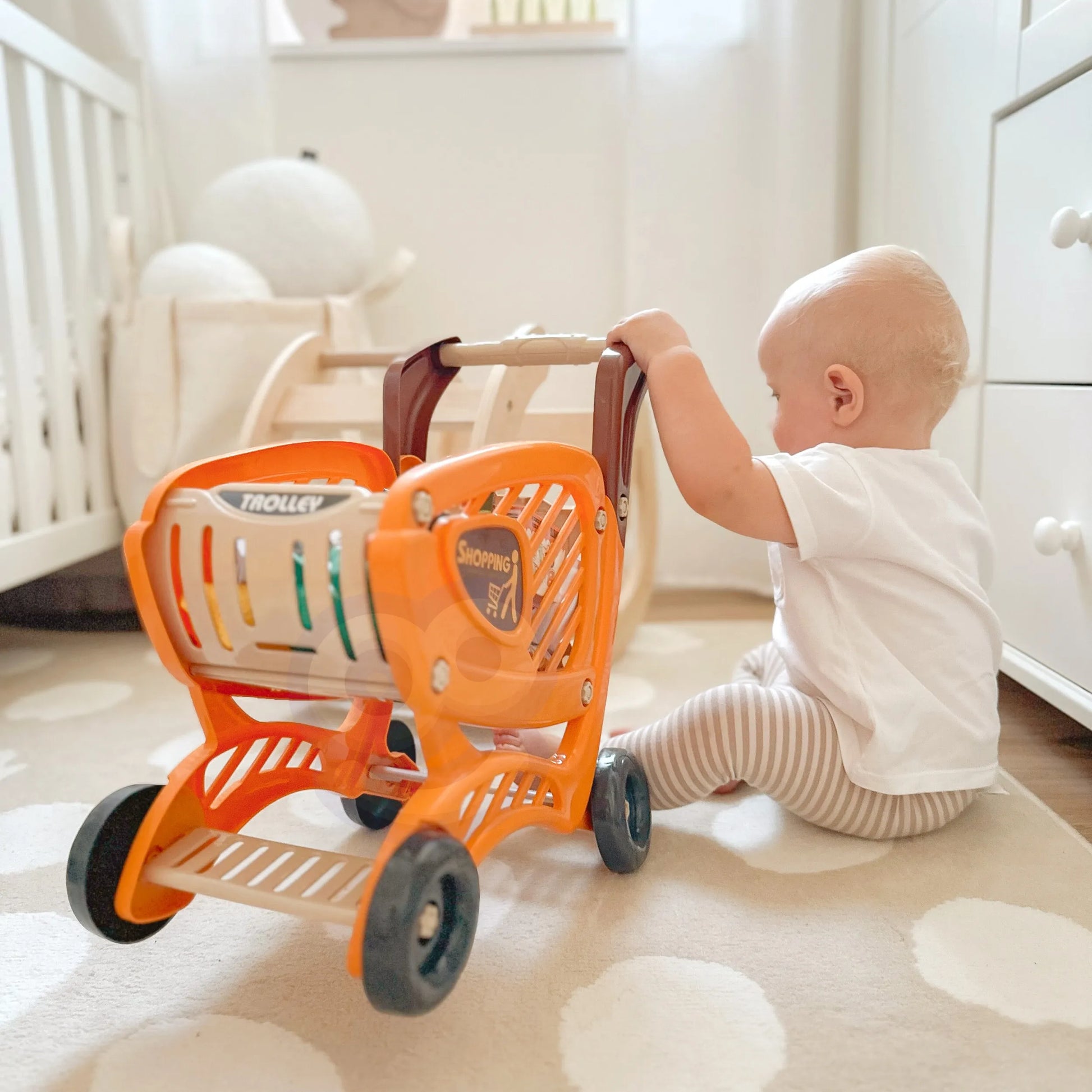 „WOOPIE“ vaikiškas pirkinių vežimėlis su judančiomis dalimis ir 42 priedais