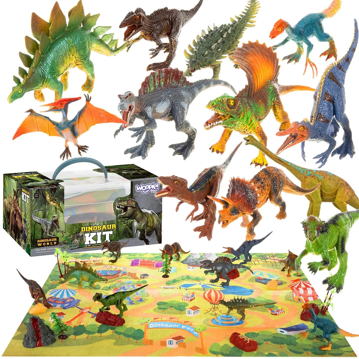 Woopie XXL dinozaurų rinkinys „Priešistorinis pasaulis“ (23 el.)