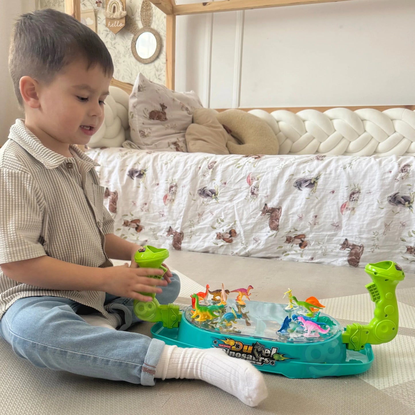 Woopie žaidimas „Dinozaurų mūšis“ – dviejų žaidėjų taiklumo ir reakcijos dvikova