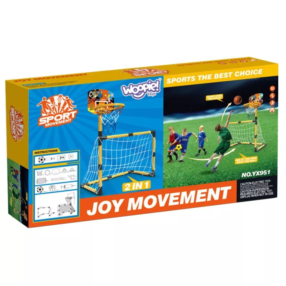 2in1 krepšinio rinkinys Futbolo vartai + kamuoliai ir pompa