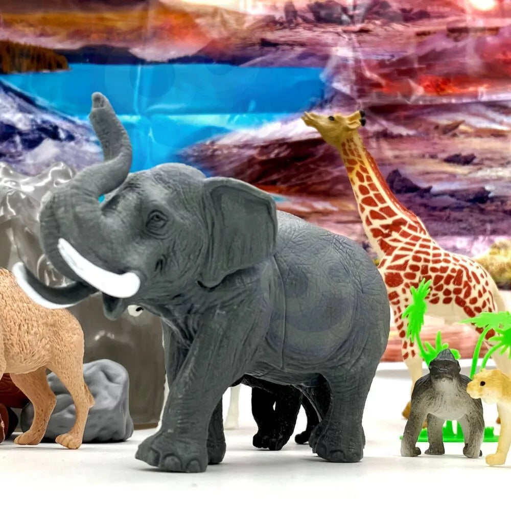 WOOPIE safario gyvūnų figūrėlių rinkinys, 34 vnt.