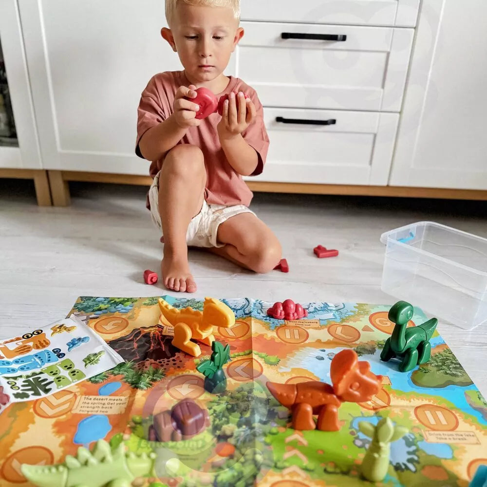 WOOPIE 2in1 Dinozaurų dėlionių rinkinys ir stalo žaidimas+ kauliukai 46 vnt.