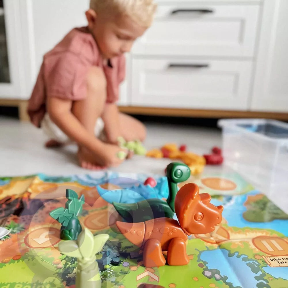 WOOPIE 2in1 Dinozaurų dėlionių rinkinys ir stalo žaidimas+ kauliukai 46 vnt.