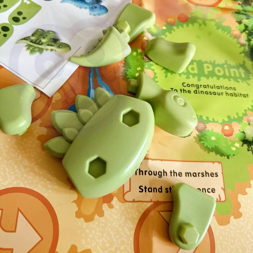 WOOPIE 2in1 Dinozaurų dėlionių rinkinys ir stalo žaidimas+ kauliukai 46 vnt.