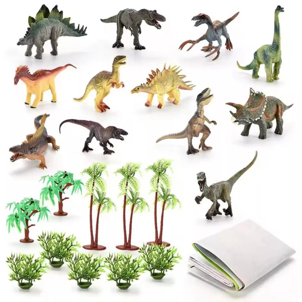 Dinozaurų parko figūrėlės + Kilimėlis ir Priedai 23 vnt