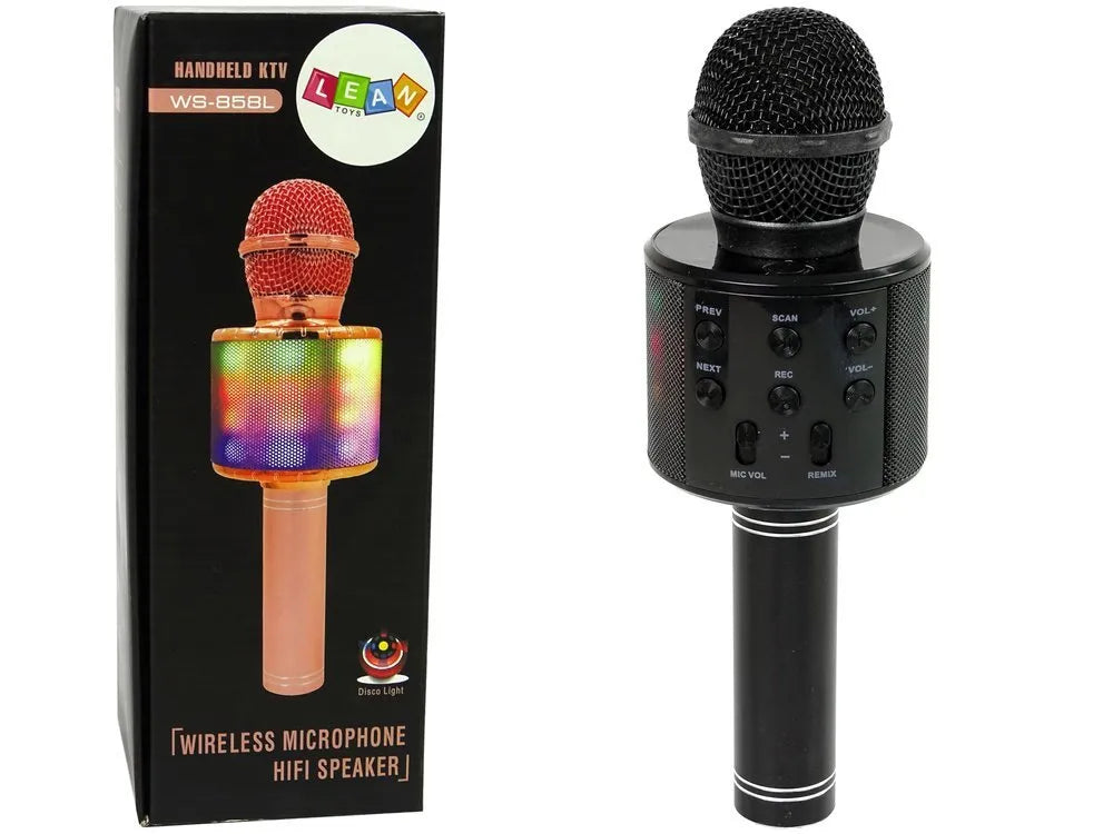 WS‑858 belaidis karaoke mikrofonas su garsiakalbiu ir įrašymu, 3+