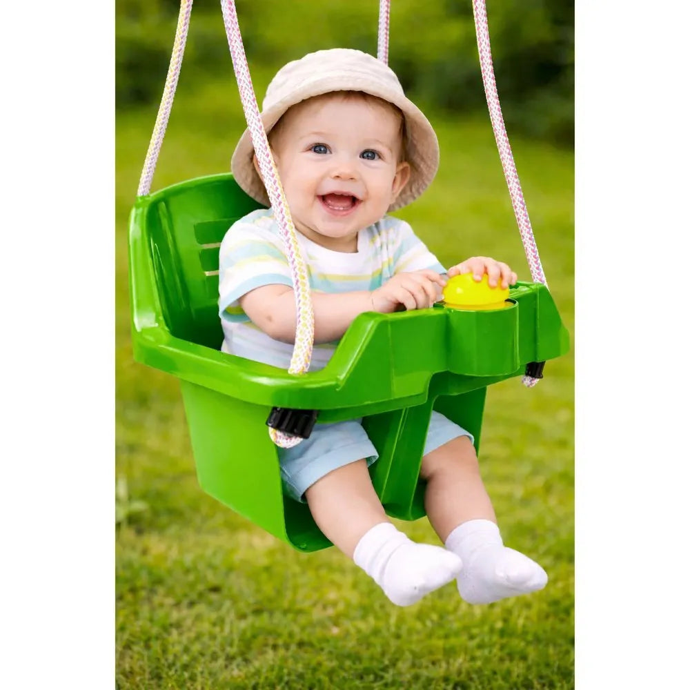 Žalia kibiro formos supynė kūdikiams ir vaikams