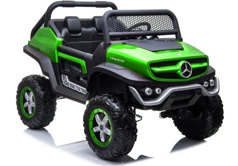 Žalias elektrinis Mercedes Unimog 4×4 vaikams