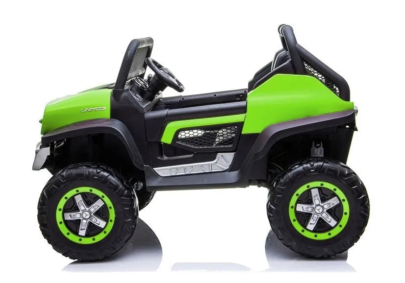 Žalias elektrinis Mercedes Unimog 4×4 vaikams
