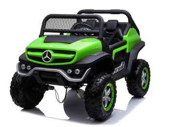Žalias elektrinis Mercedes Unimog 4×4 vaikams