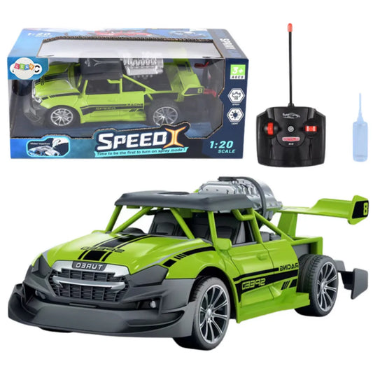 Žalias RC automobilis su dūmų efektu 1:20