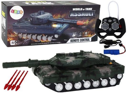 Žalias RC tankas 27 MHz su raketomis
