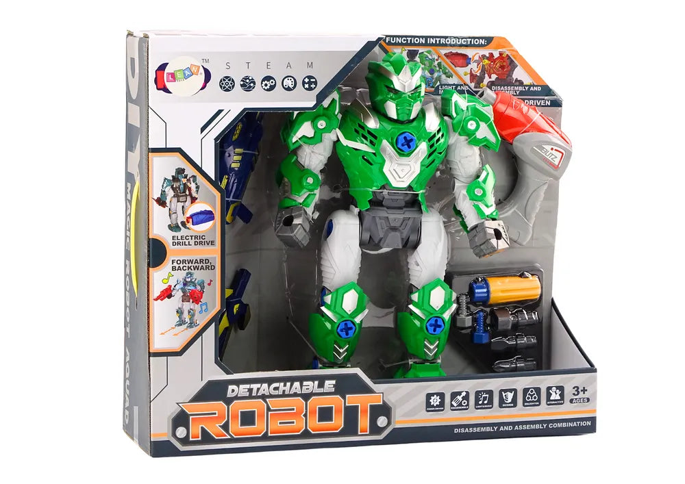 Žalias suveržiamas robotas su grąžtu